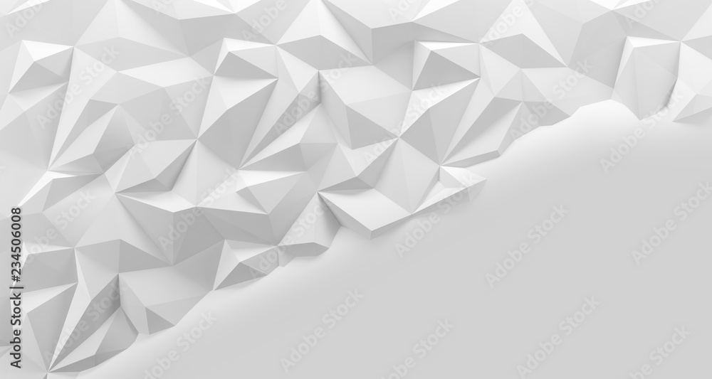 Wall mural white low poly background texture. 3d rendering.