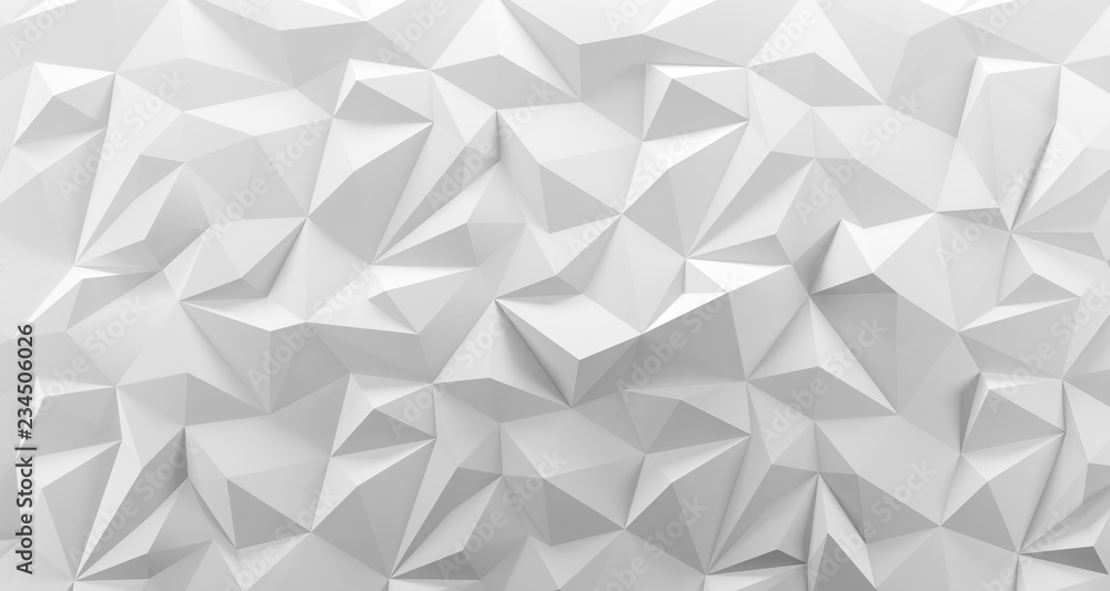 Wall mural white low poly background texture. 3d rendering.