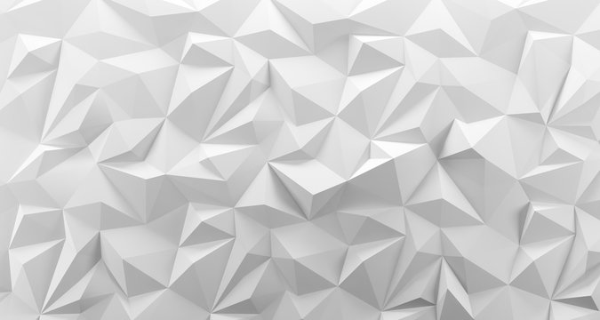 White low poly background texture. 3d rendering.