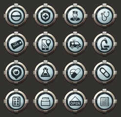 Drug store icons set