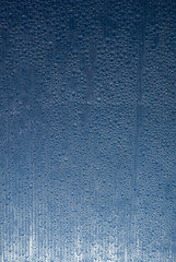 Misted White Transparent Cellular Polycarbonate In The Greenhouse. Water Drops. Vertical Version. Texture, Background Series.