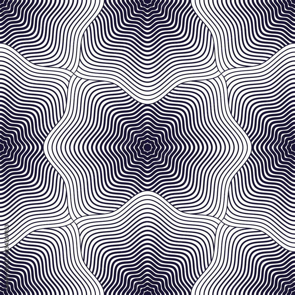 Poster abstract lines geometric seamless pattern, vector repeat endless fabric background. shellfish shells
