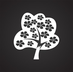 Blossoming tree on white background icon