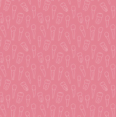 Seamless pattern of abstract teeth vector illustration sketch colored white pink