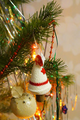 New Year's Christmas tree decorations, close up