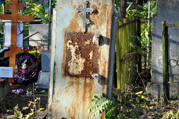 Abandoned grave in the old cemetery