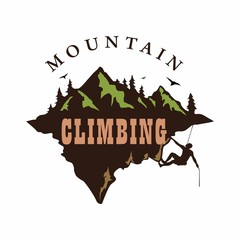 Mountain Explorer Adventure, Climbing, Extreme Sport, Silhouette, Badge Vector Template Design