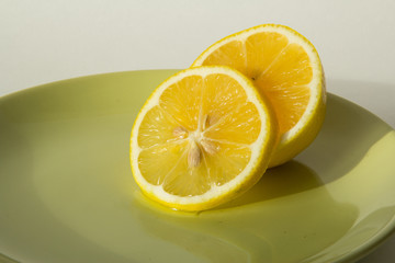 Pieces of lemon on a plate
