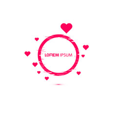 Vector circle frames set. Geometric shapes with herts, Glow Design for Graphic Design. Vector Illustration