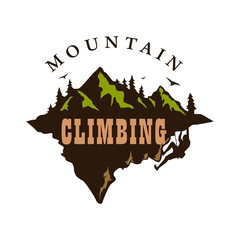 Mountain Explorer Adventure, Climbing, Extreme Sport, Silhouette, Badge Vector Template Design