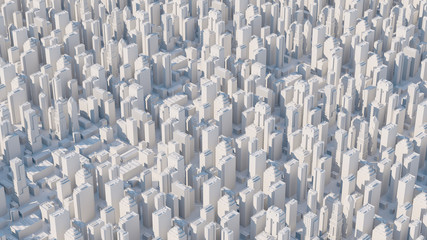 Fototapeta premium 3d abstract city rendered with long focal length camera. City with skyscrapers. Simple elegant city massive with daylight.