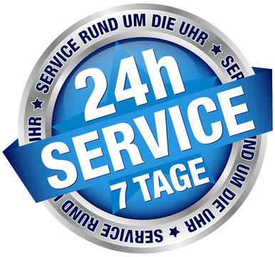Button Banner "24h Service" blau/silber