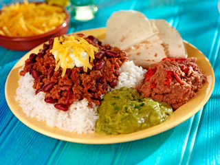 CHILLI CON CARNI WITH REFRIED BEANS