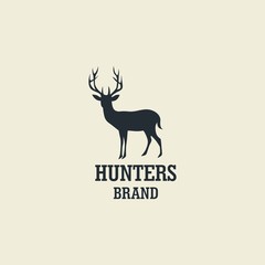Hunting, Deer Silhouette Template Vector Design Logo