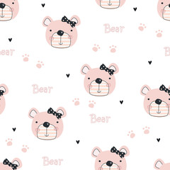 Fototapeta na wymiar Cute Teddy Bears seamless pattern