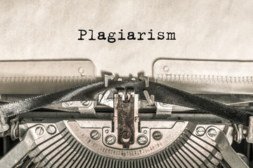 The plagiarism text is typed on a vintage typewriter, in black ink on old paper. Craftsmanship,...