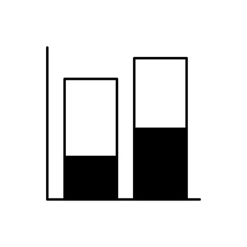 Vector Stacked Column Chart Icon With Black And White Segments