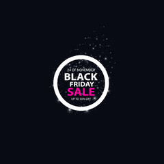 Black friday sale glowing neon sign on the black background. Light vector background for your advertise, discounts and business