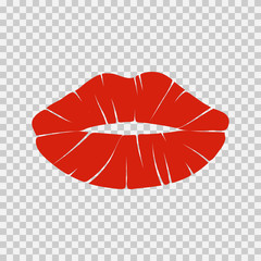 lips on a transparent background. kiss. imprint of red lips.