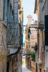 VENICE, ITALY - December 21, 2017 : street view of old buildings in Venice, ITALY