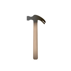 Reailstic vector illustration of steel hammer and nail catcher with wooden handle. Home repair tool