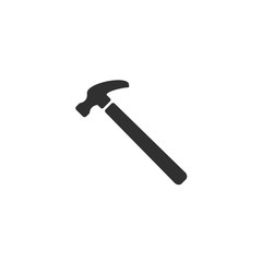 Vector illustration icon of hammer and nail catcher. Home repair tool sign symbol. Black silhouette. White background