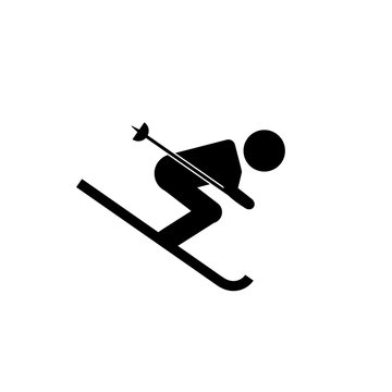 A skier icon, a logo on a white background