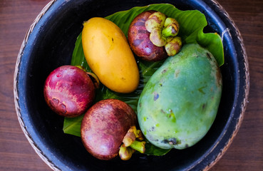 Plate with exotic fruits