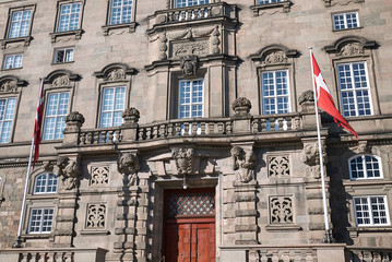 Copenhagen, Denmark - October 10, 2018: View of the Folketing in Christiansborg Palace