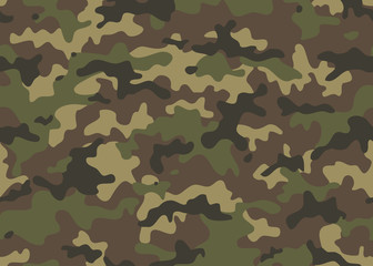 Fototapeta premium Print Camouflage seamless pattern. Trendy style camo, repeat print. Vector illustration. Khaki texture, military army green hunting