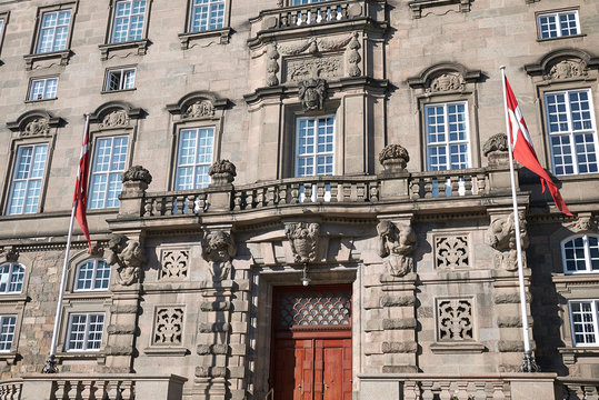 Copenhagen, Denmark - October 10, 2018: View of the Folketing in Christiansborg Palace