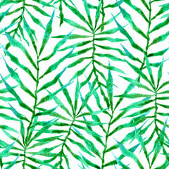 Fototapeta na wymiar Tropical seamless pattern. Watercolor thorny palm 