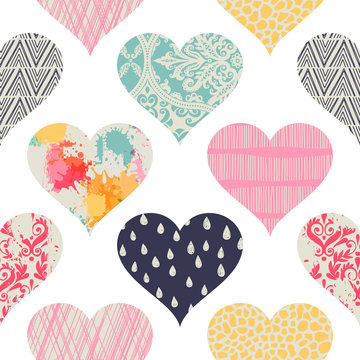 Template seamless pattern with hearts.. Can be used on packaging paper, fabric, background for different images, etc.