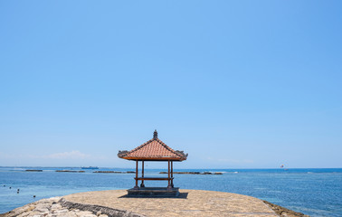 Gazebo on the background of the ocean