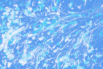 Fototapeta na wymiar Colorful wet abstract paint leaks and splashes texture on white watercolor paper background. Natural organic shapes and design.