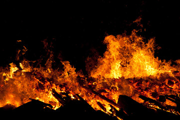 Bonfire blazing