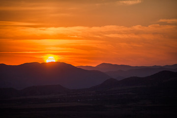Crimean mountains at sunset