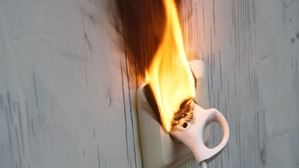 short circuit wall socket, smoke, fire occurred
