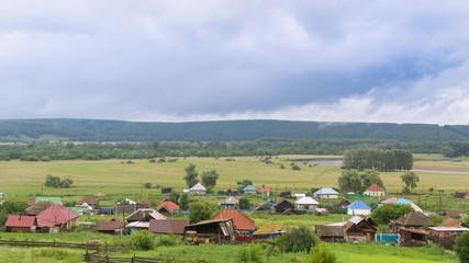 Fototapeta na wymiar old village in the mountains in summer