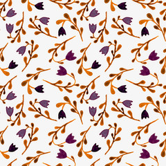 Cute watercolor floral seamless pattern. Red boho 