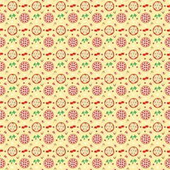 Seamless pattern of pizza vector illustration sketch yellow