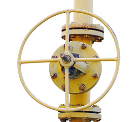 metal pipe with valve on a white