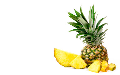 pieces of ananas on a white background