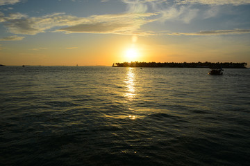 KEY WEST, FL, USA - APRIL 23, 2018: View of sunset from Mallory Square in Key West on the south of Florida
