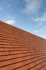 New plain clay roof tiles