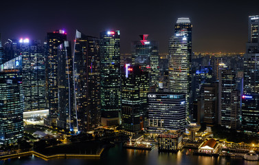 Fototapeta premium Singapore city skyline in the night, Singapore