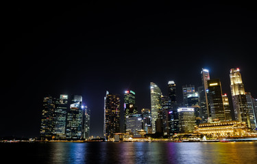 Singapore city skyline in the night,  Singapore