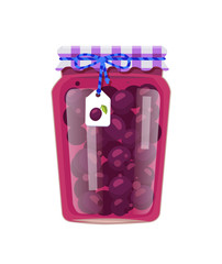 Obraz premium Canned Plums in Glass Jar with Rustic Decoration