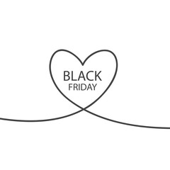 Illustration of an isolated line art heart icon with the text BLACK FRIDAY