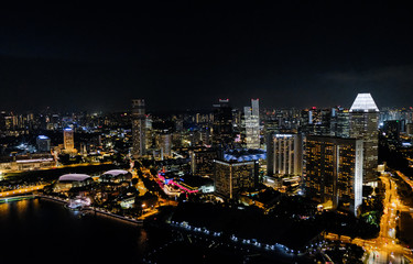Obraz na płótnie Canvas Singapore city skyline in the night, Singapore